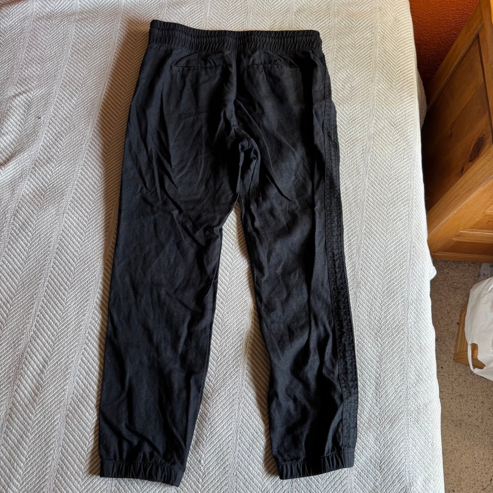 Athleta Cabo Linen Jogger Pants Black Drawstring Elastic Waist Zip Pockets 6 - Picture 5 of 10